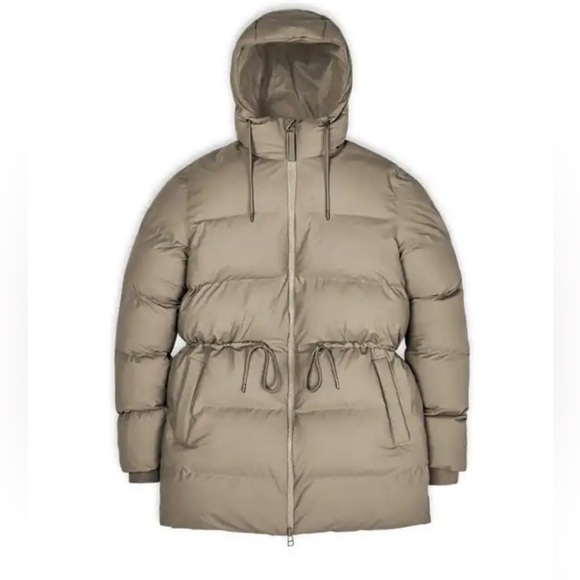 NWT- Oversized Rains Women's Waterproof Hooded Drawstring Puffer Coat UNISEX - Picture 4 of 11